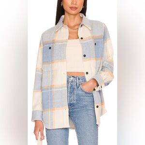 Allsaints Monica Oversized Shacket Plaid Shirt Blue Yellow Size 10